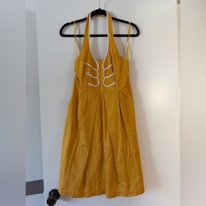 Floreat Mustard Backless Dress